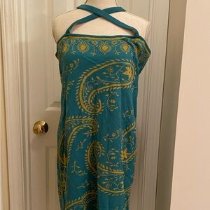 Peruvian Connection Dress Pima Cotton Heavyweight Knit Midi Strappy Stretch